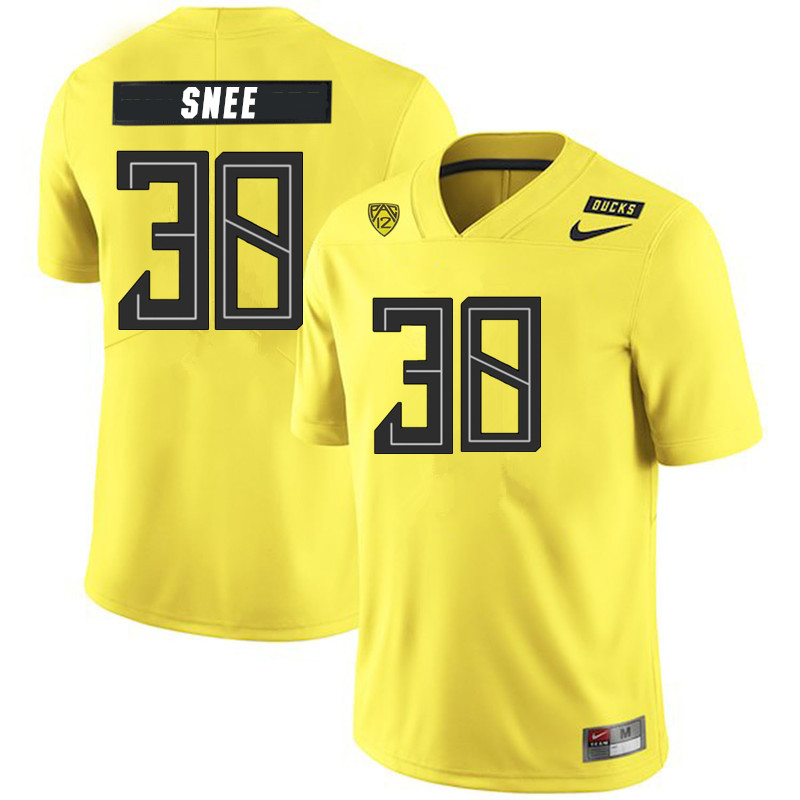 2019 Men #38 Tom Snee Oregon Ducks College Football Jerseys Sale-Yellow